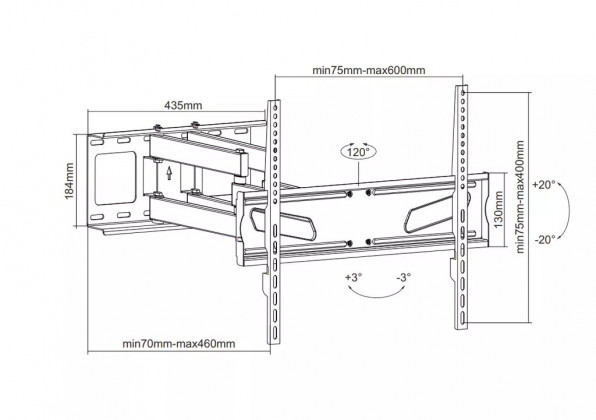 Настенный кронштейн iTECHmount PTRB63 с выносом, функцией наклона и поворота